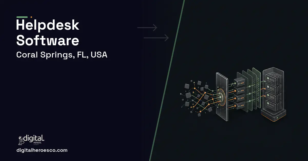 Helpdesk Software workflow illustration for Coral Springs, FL, USA.