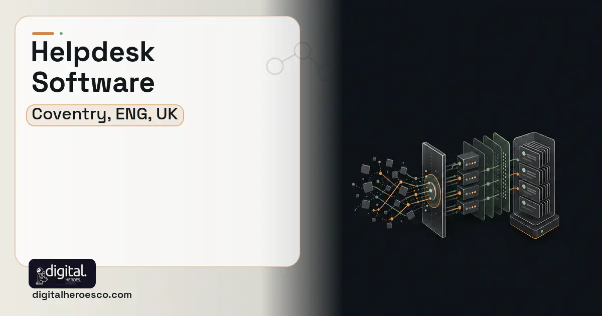 Helpdesk Software workflow illustration for Coventry, ENG, UK.