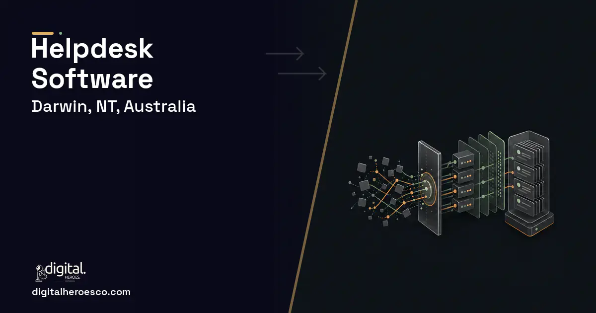 Helpdesk Software workflow illustration for Darwin, NT, Australia.