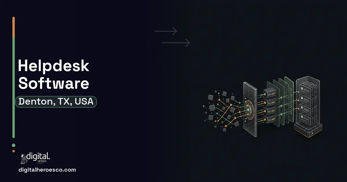 Helpdesk Software workflow illustration for Denton, TX, USA.