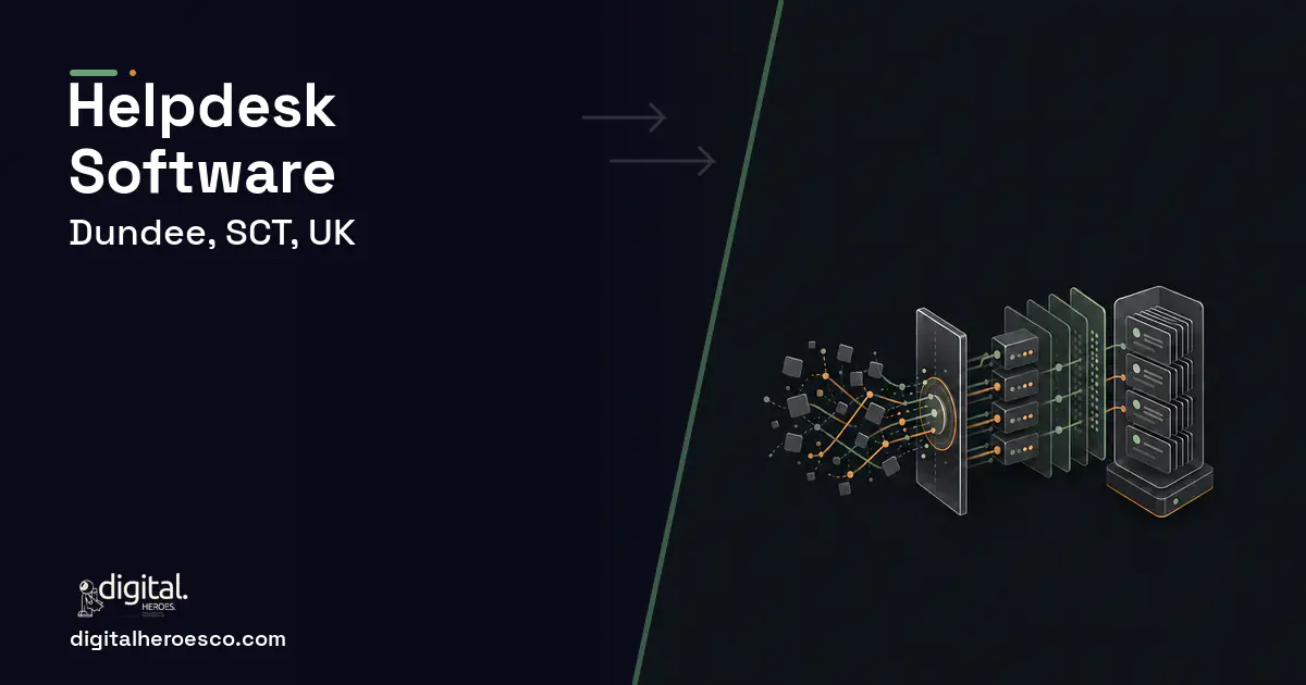 Helpdesk Software workflow illustration for Dundee, SCT, UK.