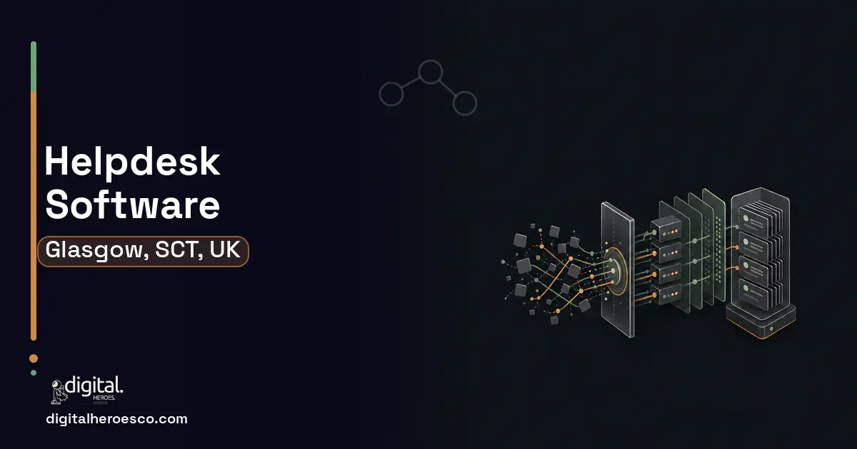 Helpdesk Software workflow illustration for Glasgow, SCT, UK.