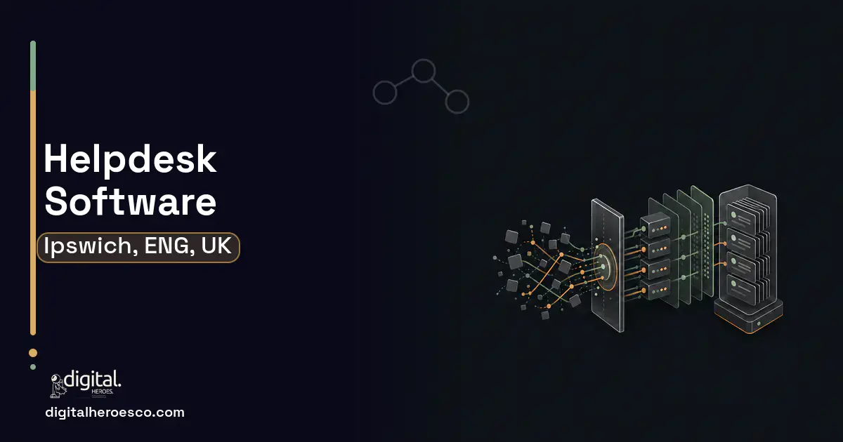 Helpdesk Software workflow illustration for Ipswich, ENG, UK.