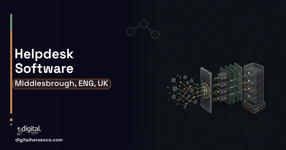 Helpdesk Software workflow illustration for Middlesbrough, ENG, UK.