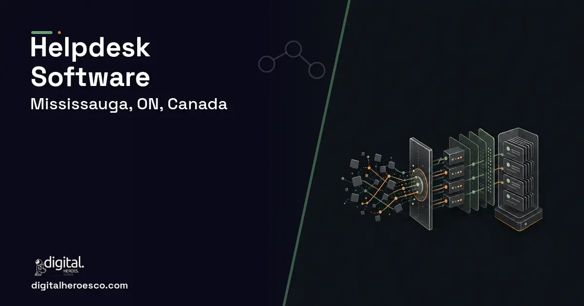 Helpdesk Software workflow illustration for Mississauga, ON, Canada.