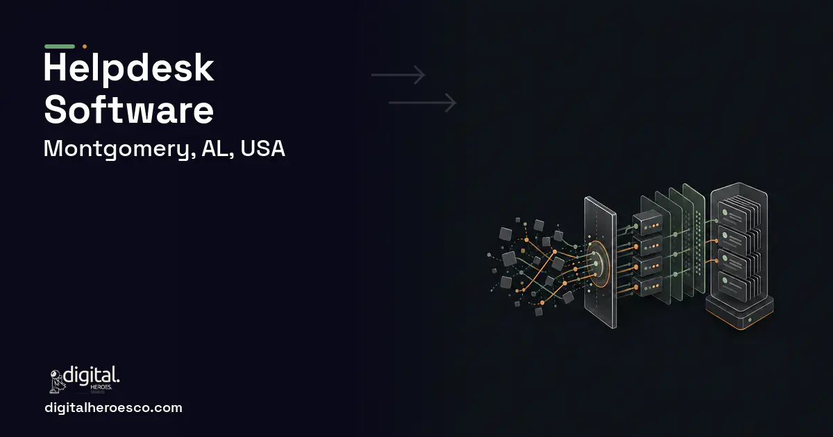 Helpdesk Software workflow illustration for Montgomery, AL, USA.
