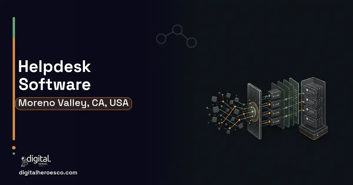 Helpdesk Software workflow illustration for Moreno Valley, CA, USA.