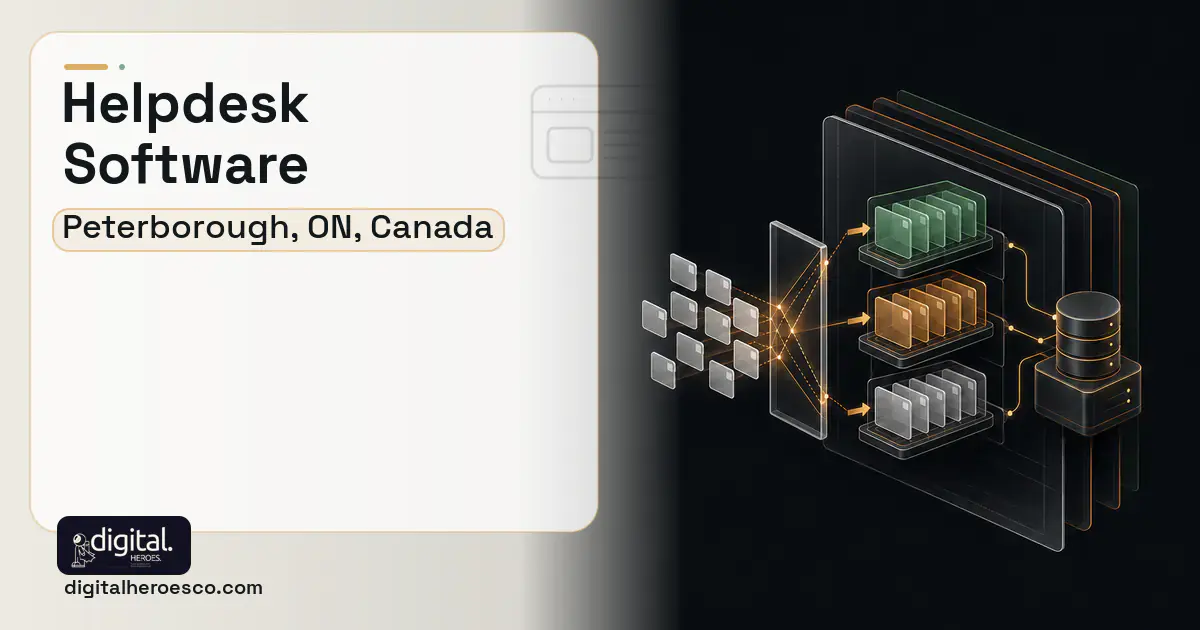Helpdesk Software product interface illustration for Peterborough, ON, Canada.