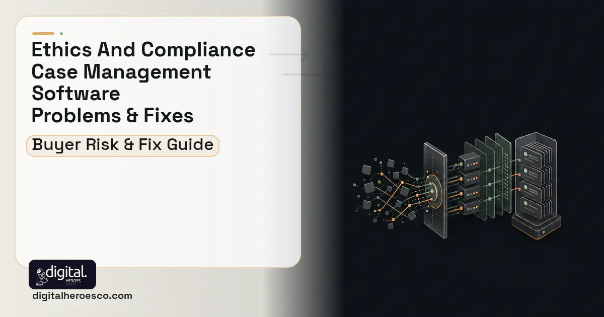 Ethics AND Compliance Case Management Software workflow illustration showing common problems and fixes.