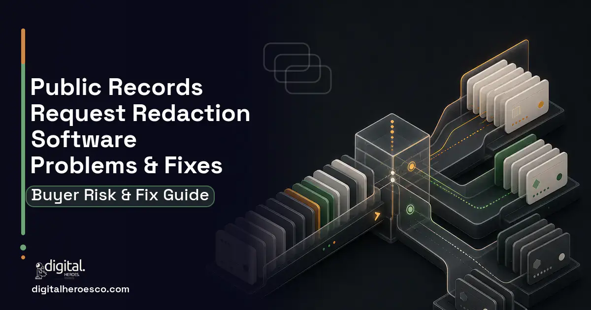 Public Records Request Redaction Software software overview illustration showing common problems and fixes.