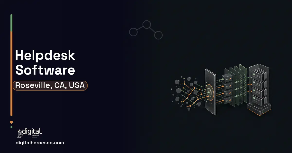 Helpdesk Software workflow illustration for Roseville, CA, USA.
