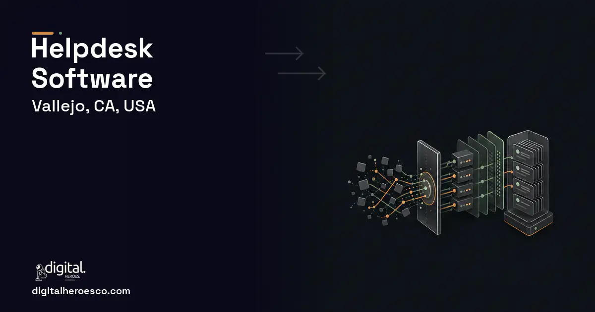 Helpdesk Software workflow illustration for Vallejo, CA, USA.