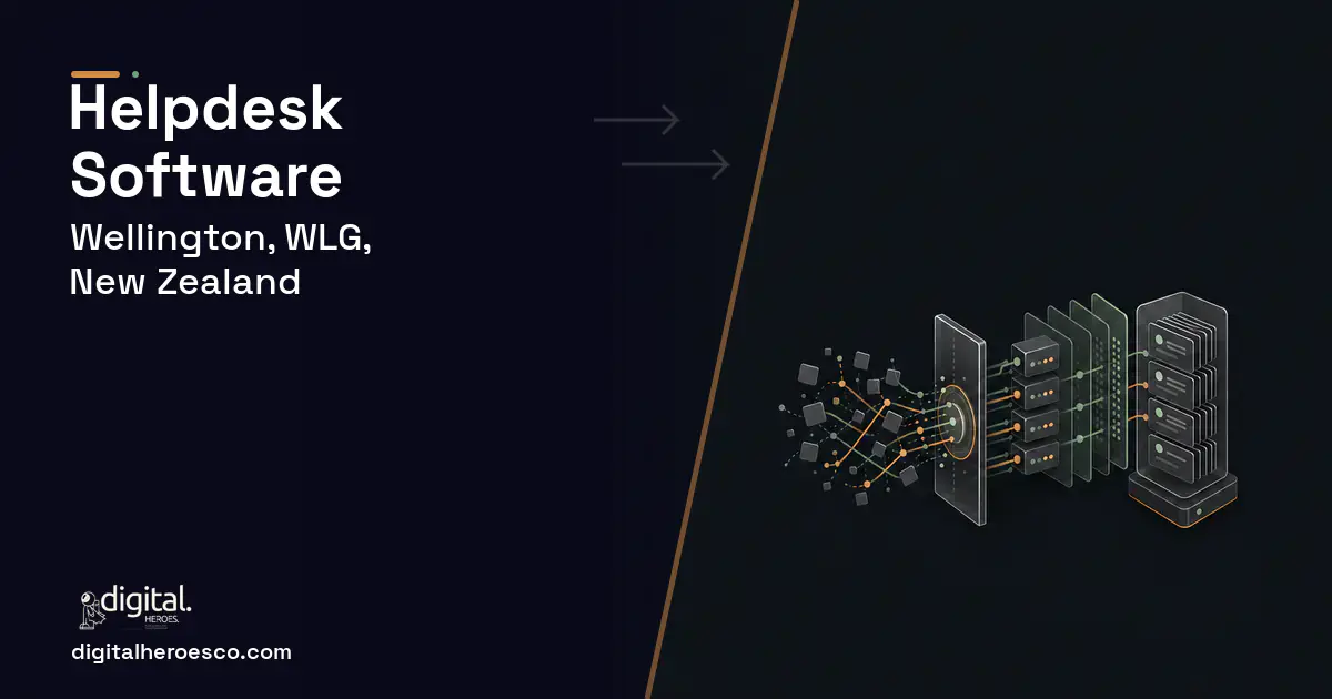 Helpdesk Software workflow illustration for Wellington, WLG, New Zealand.