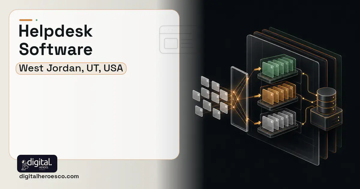 Helpdesk Software product interface illustration for West Jordan, UT, USA.