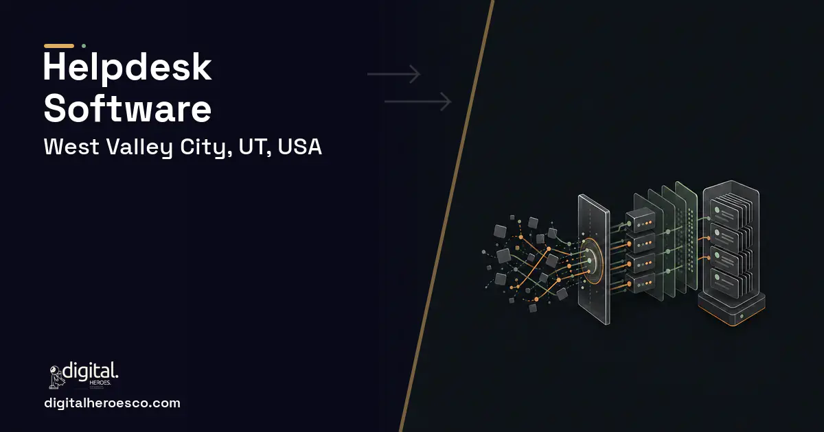Helpdesk Software workflow illustration for West Valley City, UT, USA.
