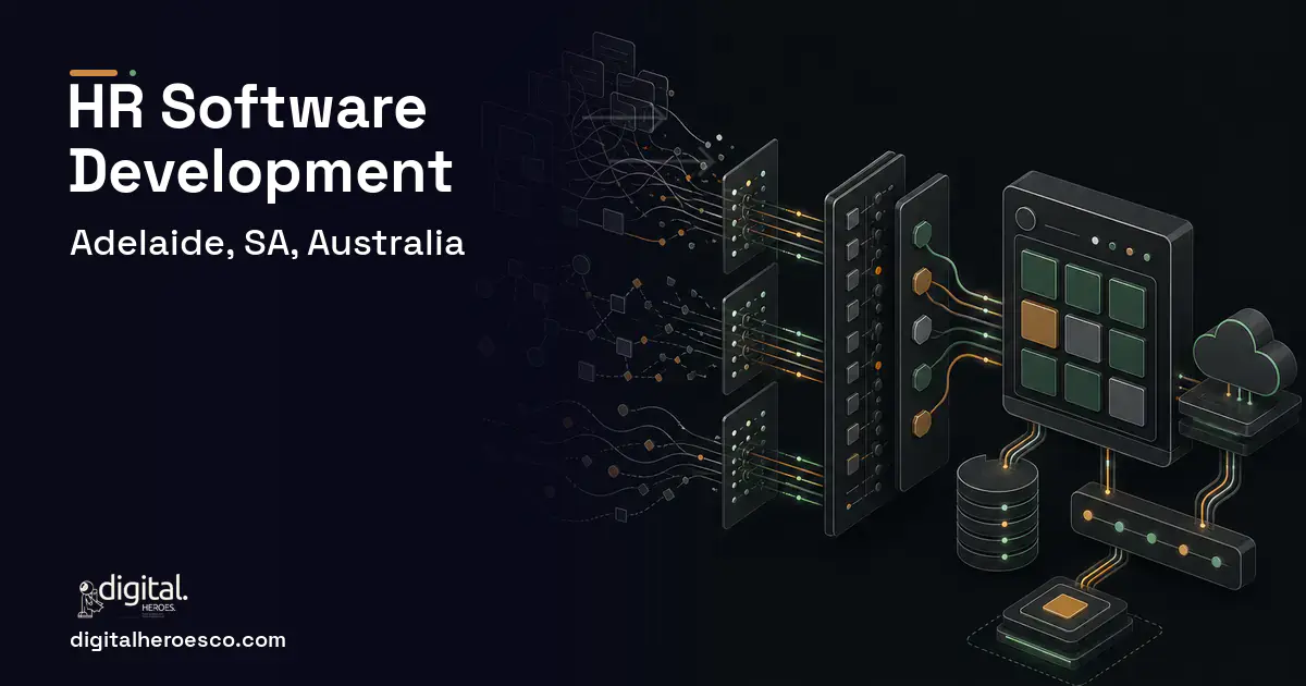 HR Software Development workflow illustration for Adelaide, SA, Australia.