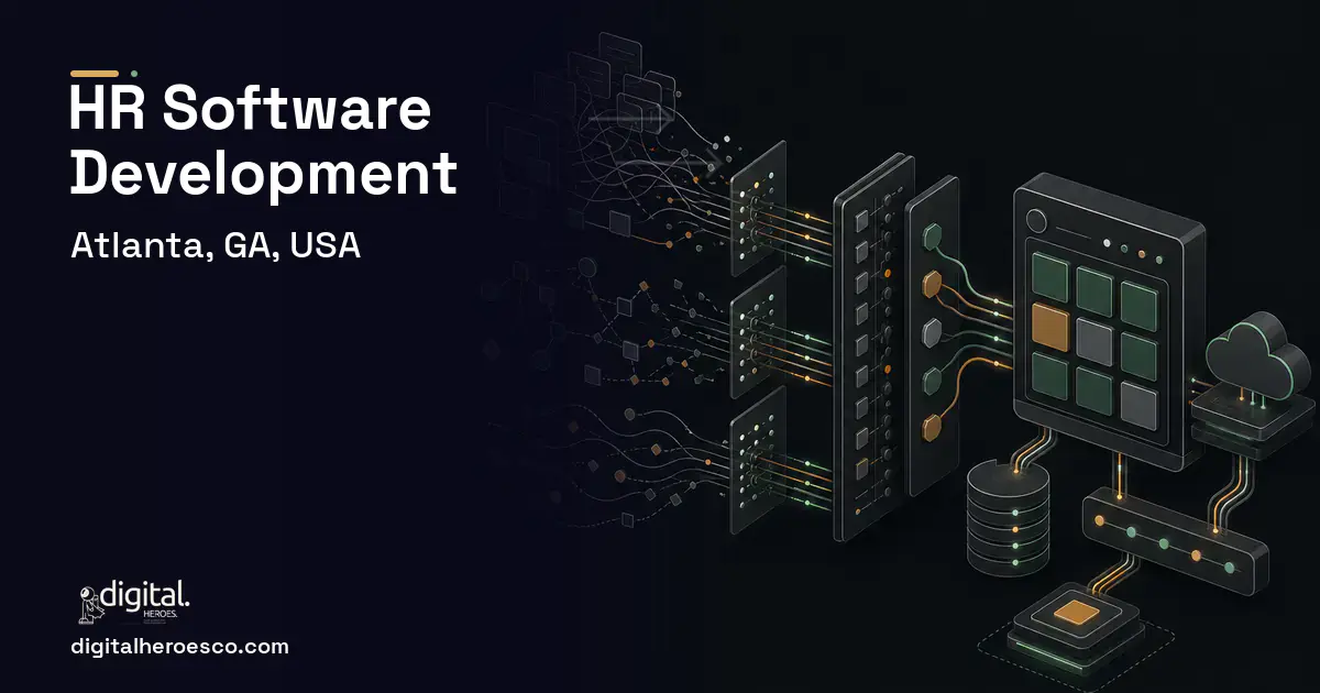 HR Software Development workflow illustration for Atlanta, GA, USA.
