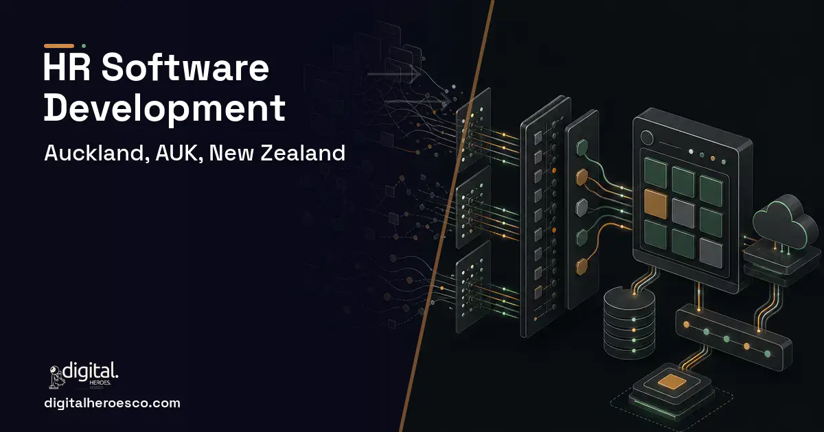 HR Software Development workflow illustration for Auckland, AUK, New Zealand.