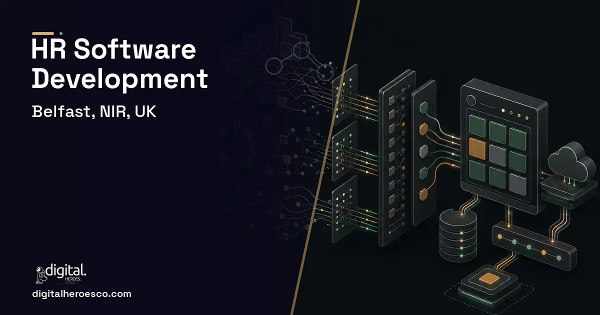 HR Software Development workflow illustration for Belfast, NIR, UK.