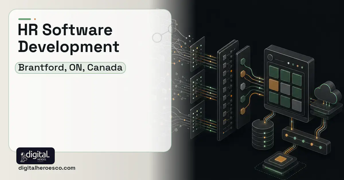 HR Software Development workflow illustration for Brantford, ON, Canada.