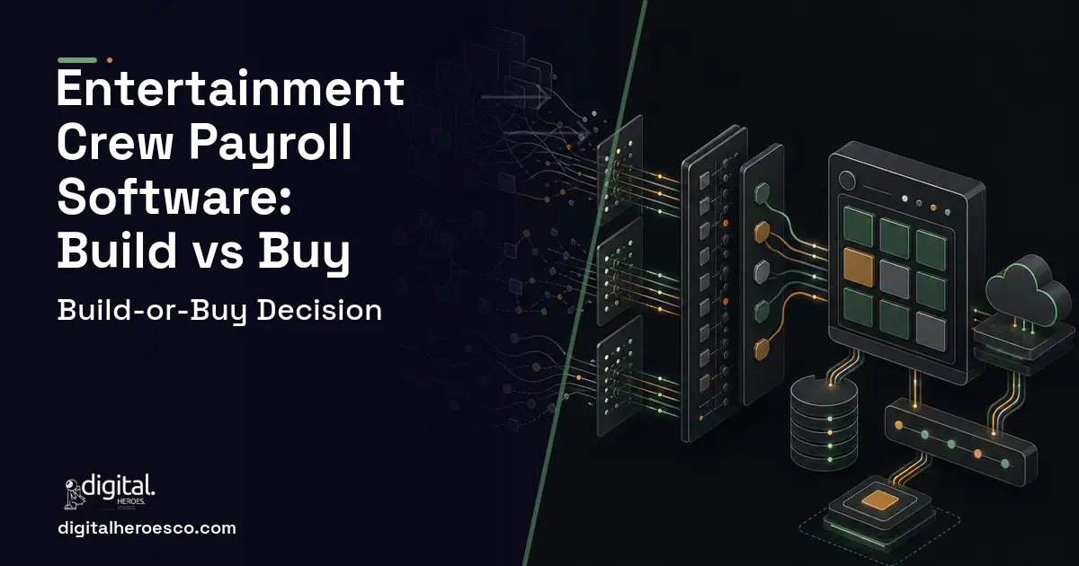 HR Software Development workflow illustration for Entertainment Crew Payroll Software Build vs Buy Guide.