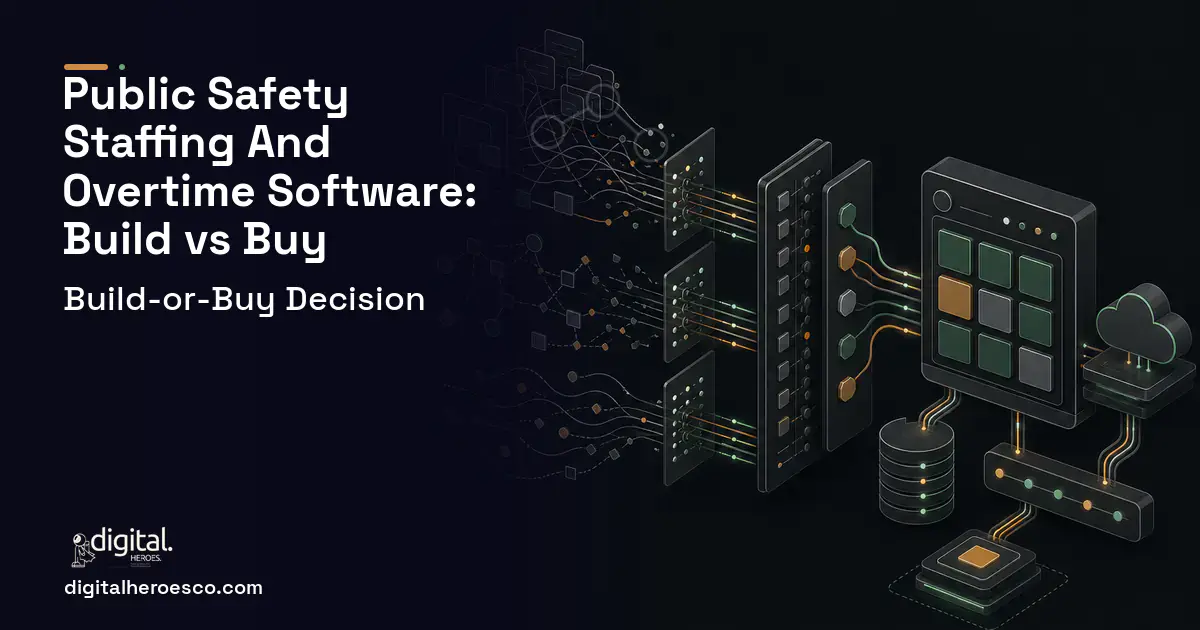 HR Software Development workflow illustration for Public Safety Staffing AND Overtime Software Build vs Buy Guide.