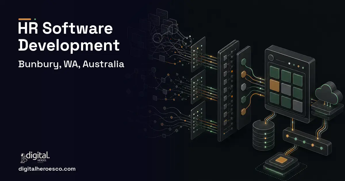 HR Software Development workflow illustration for Bunbury, WA, Australia.