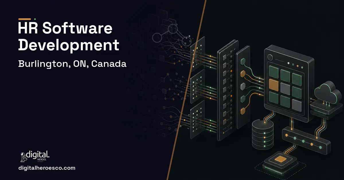 HR Software Development workflow illustration for Burlington, ON, Canada.