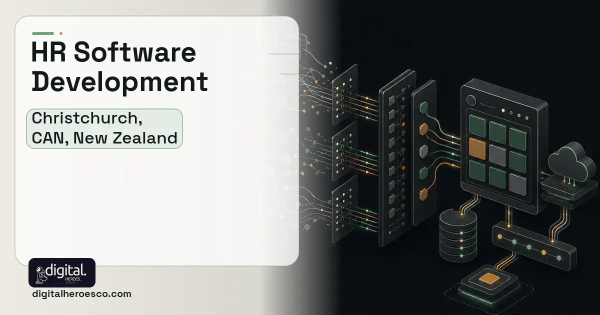 HR Software Development workflow illustration for Christchurch, CAN, New Zealand.