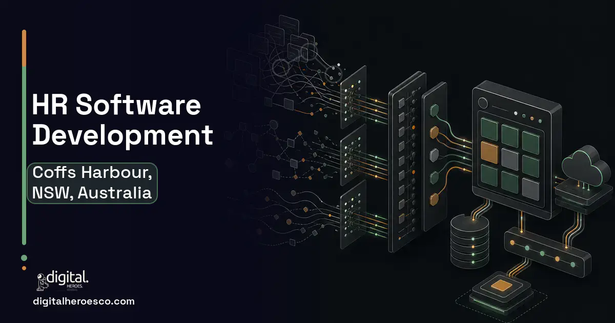 HR Software Development workflow illustration for Coffs Harbour, NSW, Australia.