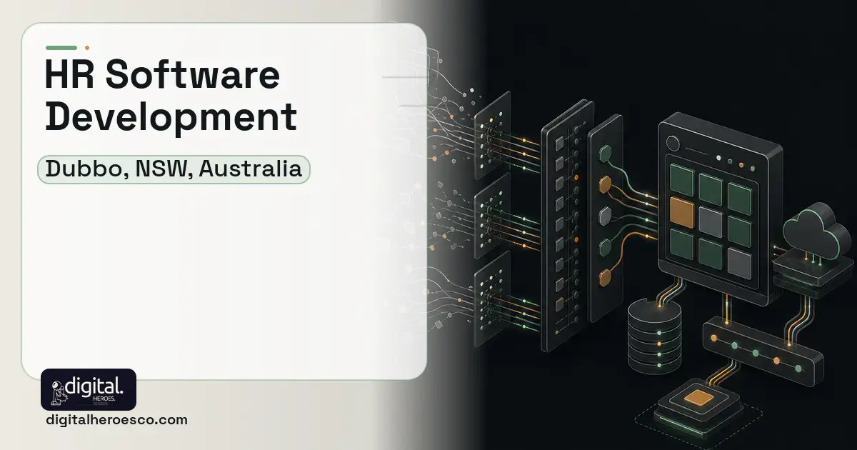 HR Software Development workflow illustration for Dubbo, NSW, Australia.
