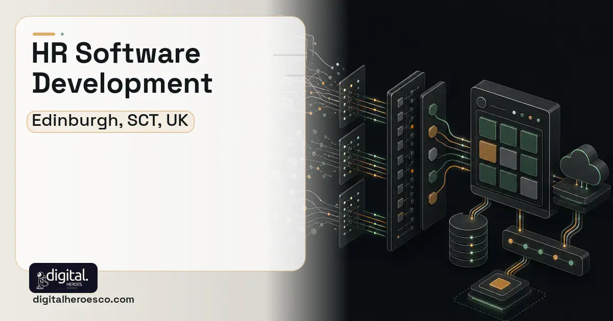 HR Software Development workflow illustration for Edinburgh, SCT, UK.