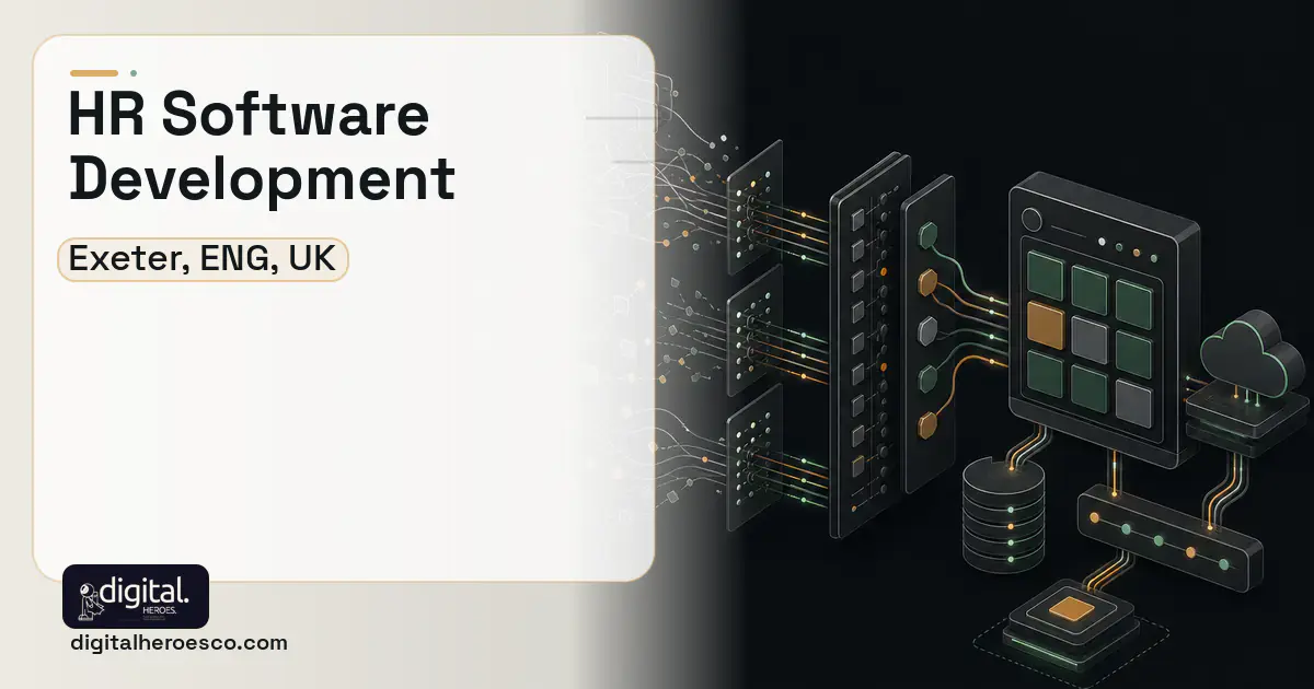 HR Software Development workflow illustration for Exeter, ENG, UK.