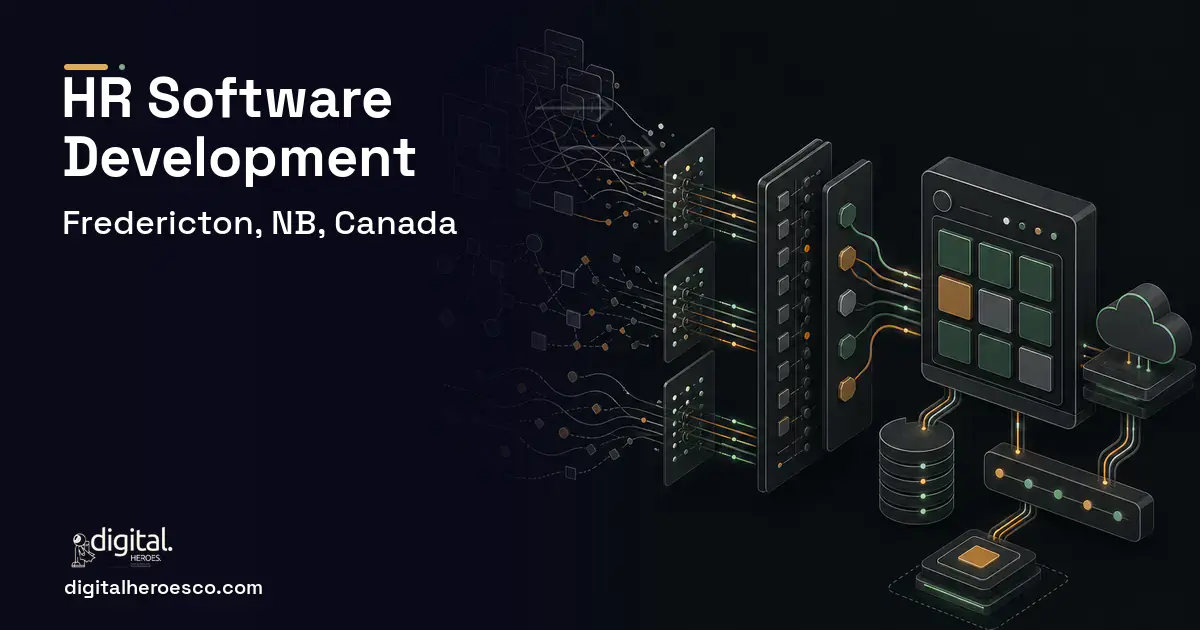 HR Software Development workflow illustration for Fredericton, NB, Canada.