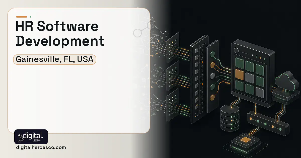 HR Software Development workflow illustration for Gainesville, FL, USA.