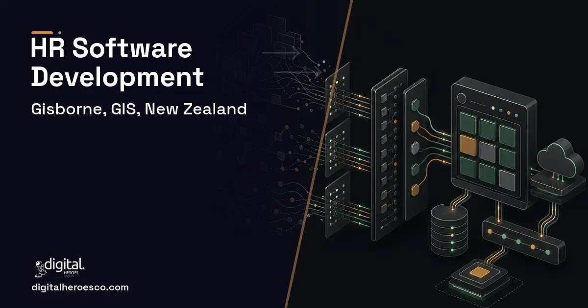HR Software Development workflow illustration for Gisborne, GIS, New Zealand.