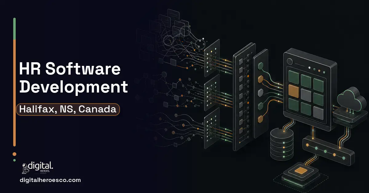 HR Software Development workflow illustration for Halifax, NS, Canada.