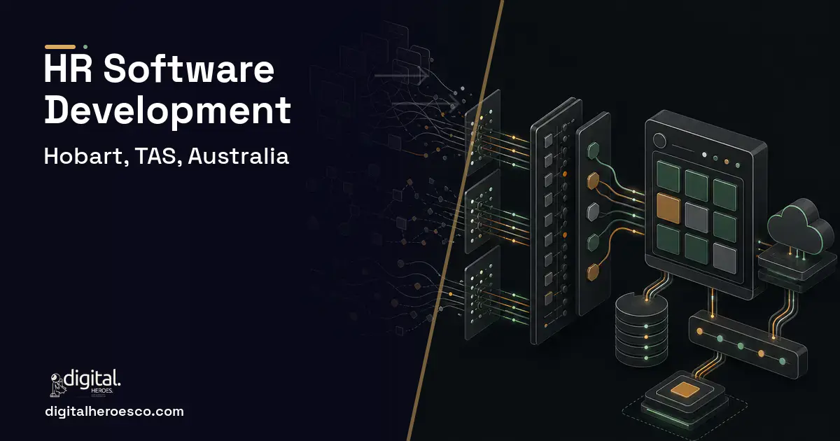 HR Software Development workflow illustration for Hobart, TAS, Australia.