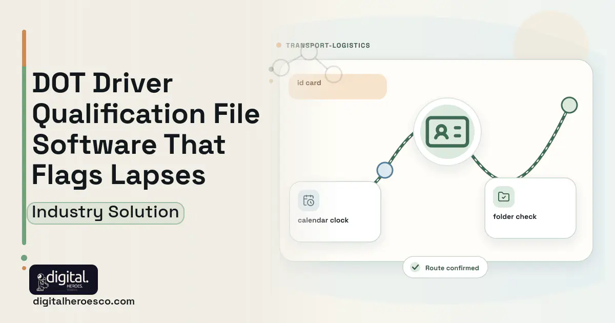 Dot Driver Compliance software visual showing id card, calendar clock, and folder check.