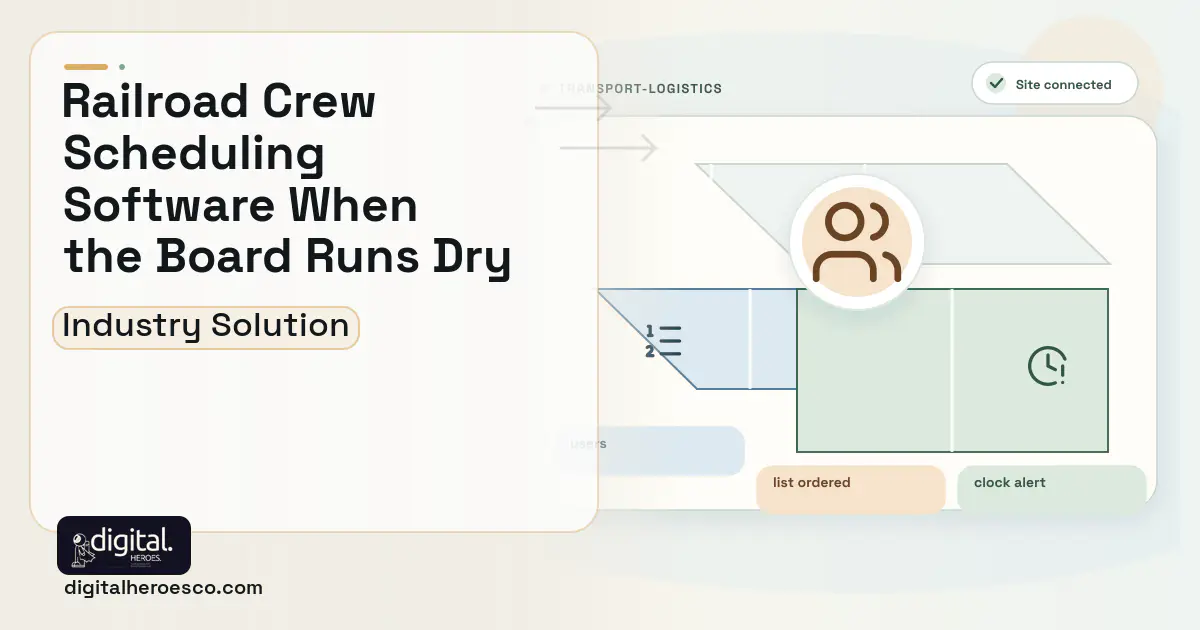 Rail Crew Scheduling software visual showing users, list ordered, and clock alert.