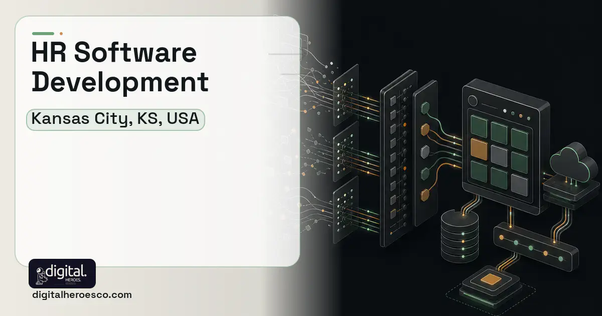 HR Software Development workflow illustration for Kansas City, KS, USA.