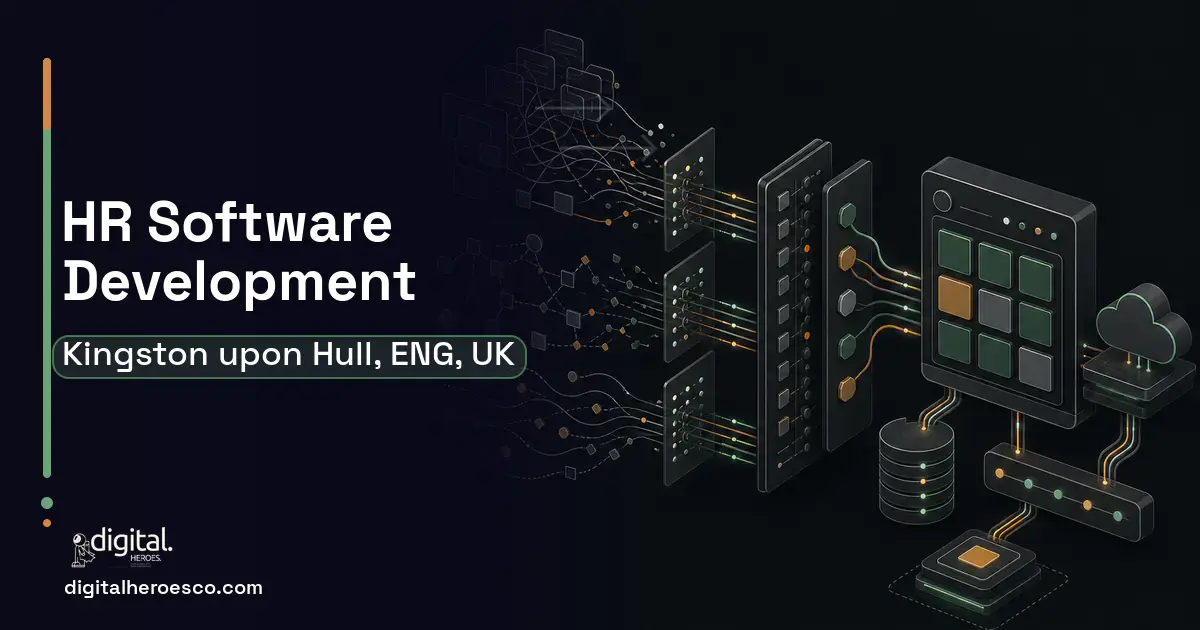 HR Software Development workflow illustration for Kingston upon Hull, ENG, UK.