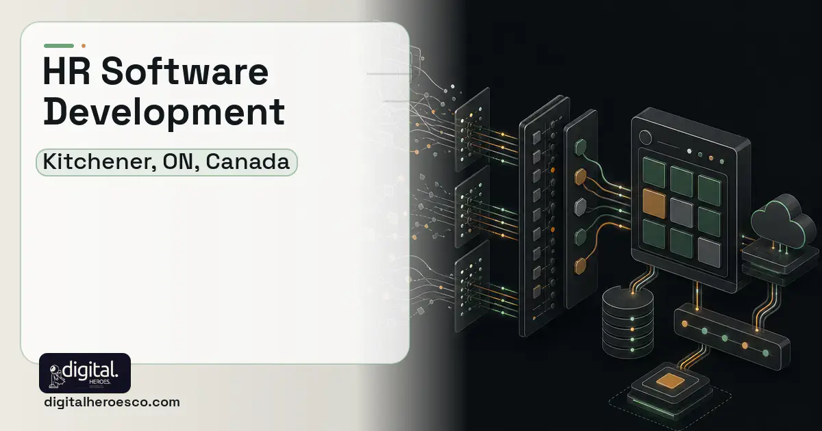 HR Software Development workflow illustration for Kitchener, ON, Canada.