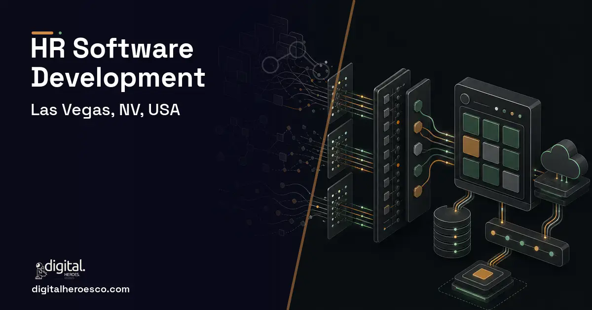 HR Software Development workflow illustration for Las Vegas, NV, USA.