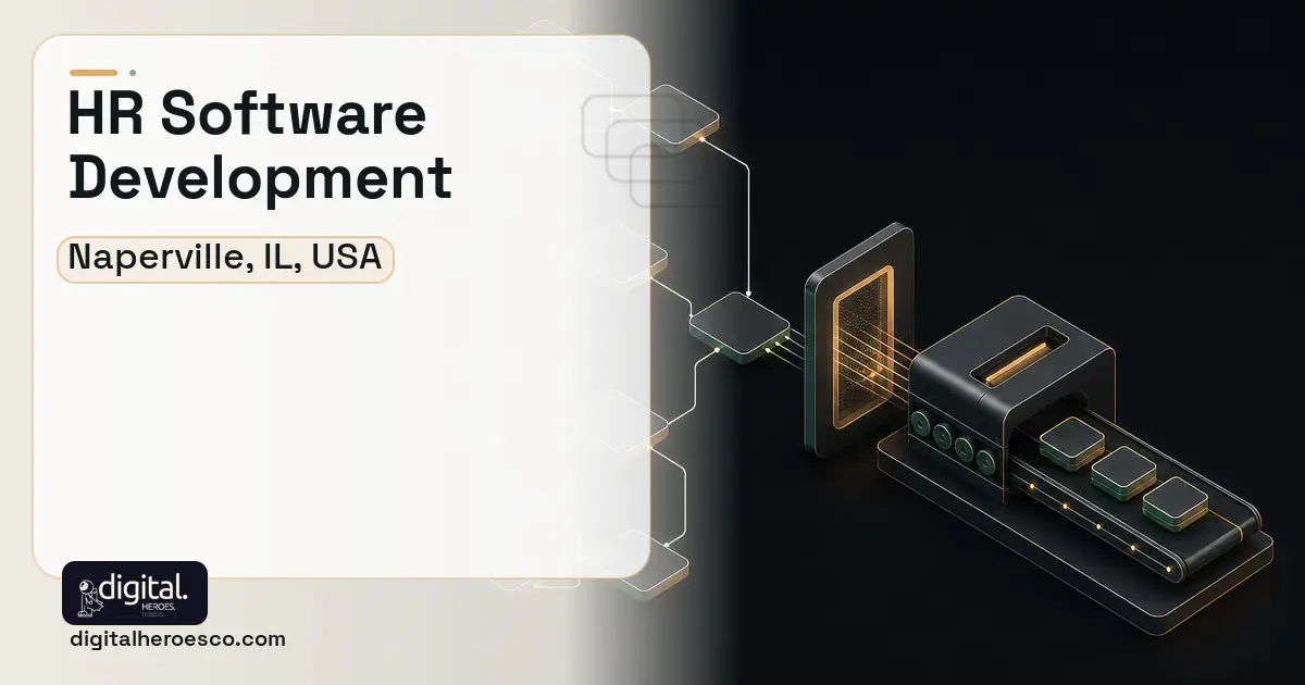 HR Software Development software overview illustration for Naperville, IL, USA.