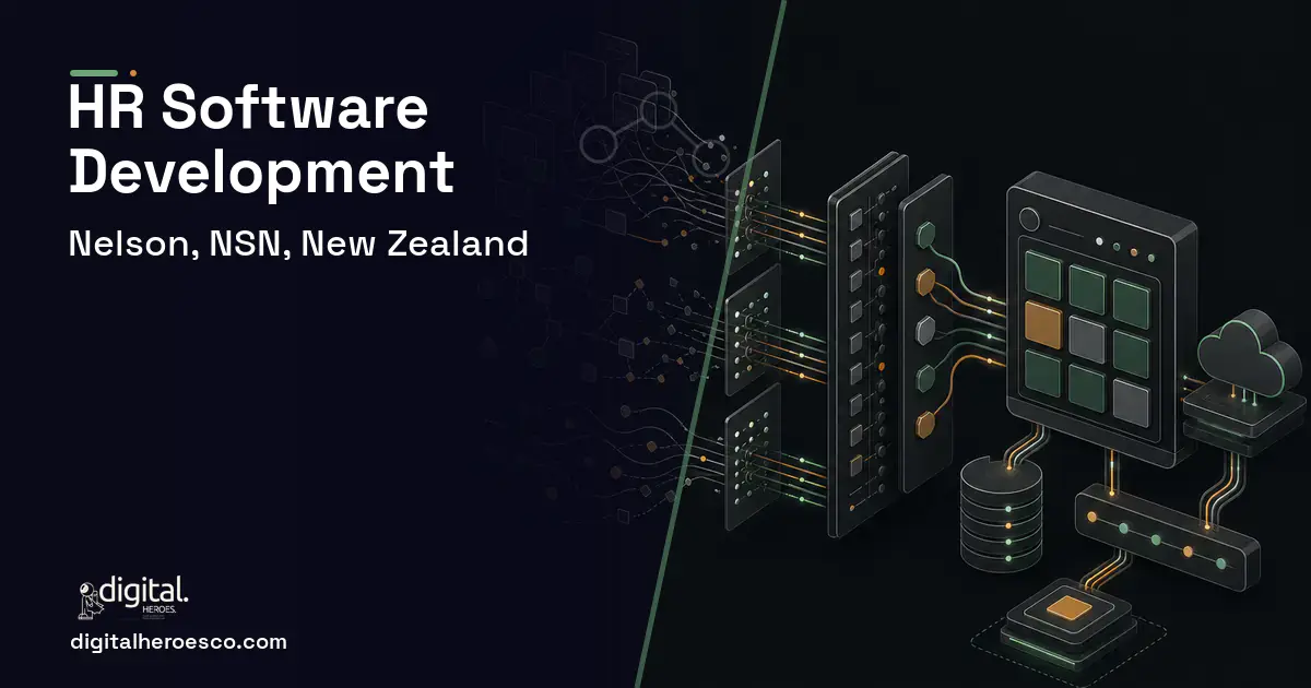 HR Software Development workflow illustration for Nelson, NSN, New Zealand.