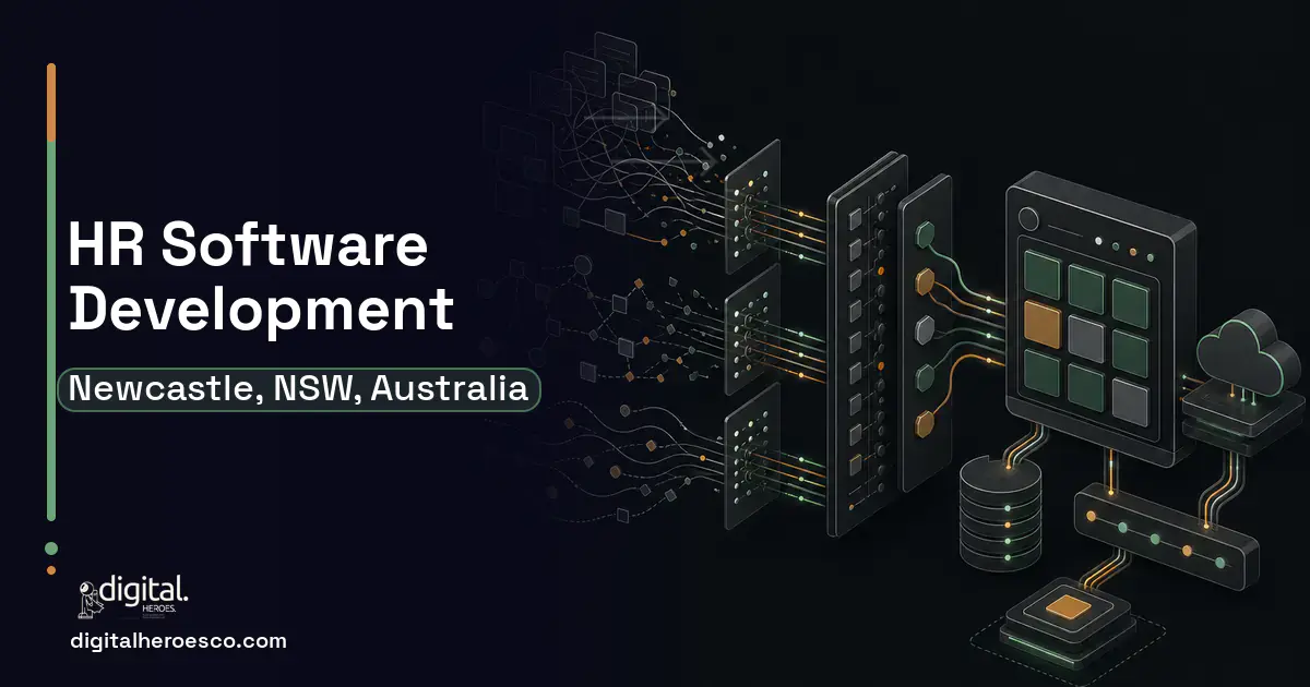 HR Software Development workflow illustration for Newcastle, NSW, Australia.