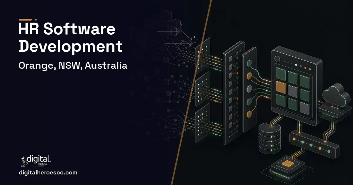 HR Software Development workflow illustration for Orange, NSW, Australia.