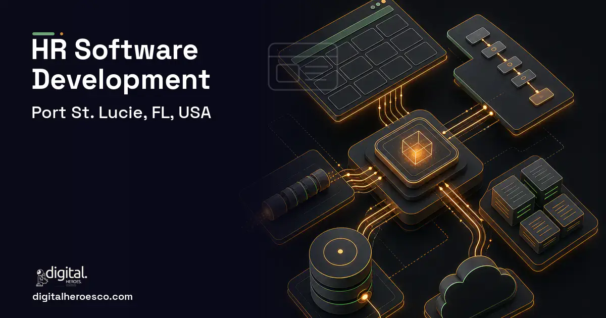 HR Software Development product interface illustration for Port St. Lucie, FL, USA.