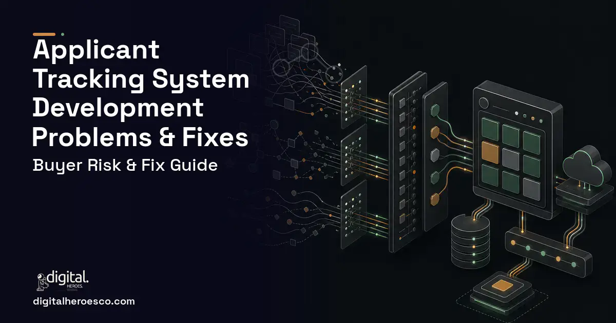 Applicant Tracking System Development workflow illustration showing common problems and fixes.